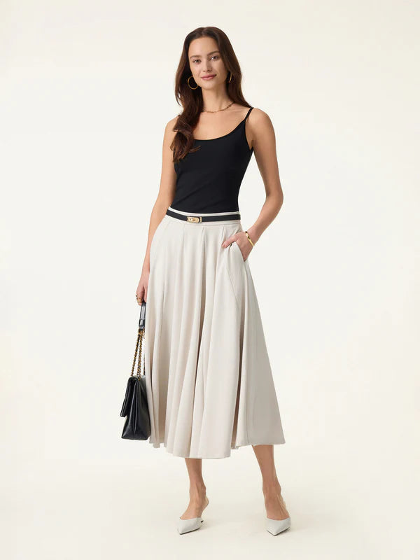 Lyocell Blend Volume Skirt with Pockets