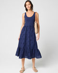 Eyelet mixed-media midi dress