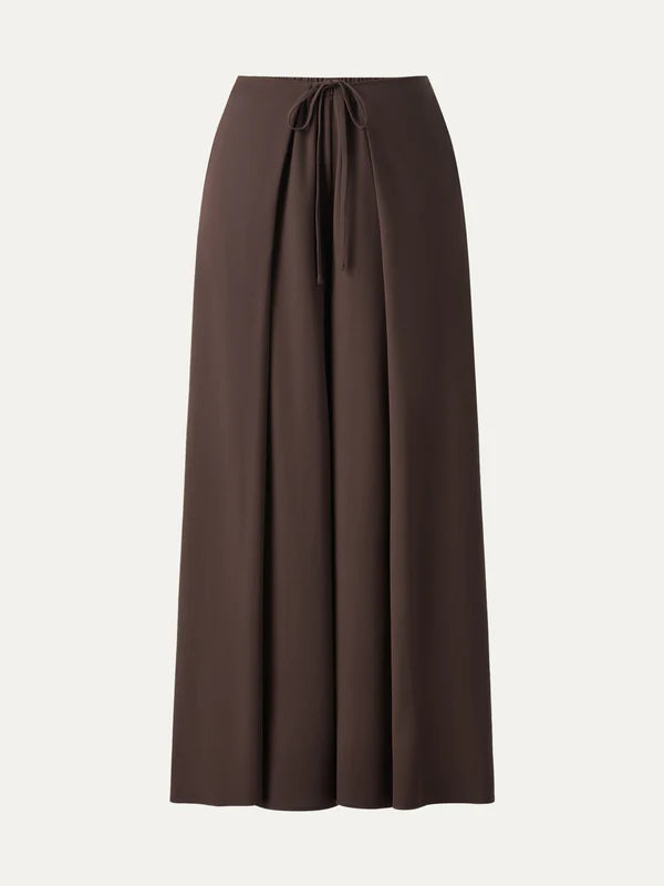 Bamboo Ponte Wrap-tie Palazzo Pants with Pockets